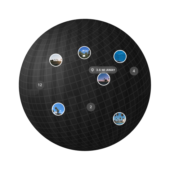 Pickup app map showing nearby courts and how many runs are open at each