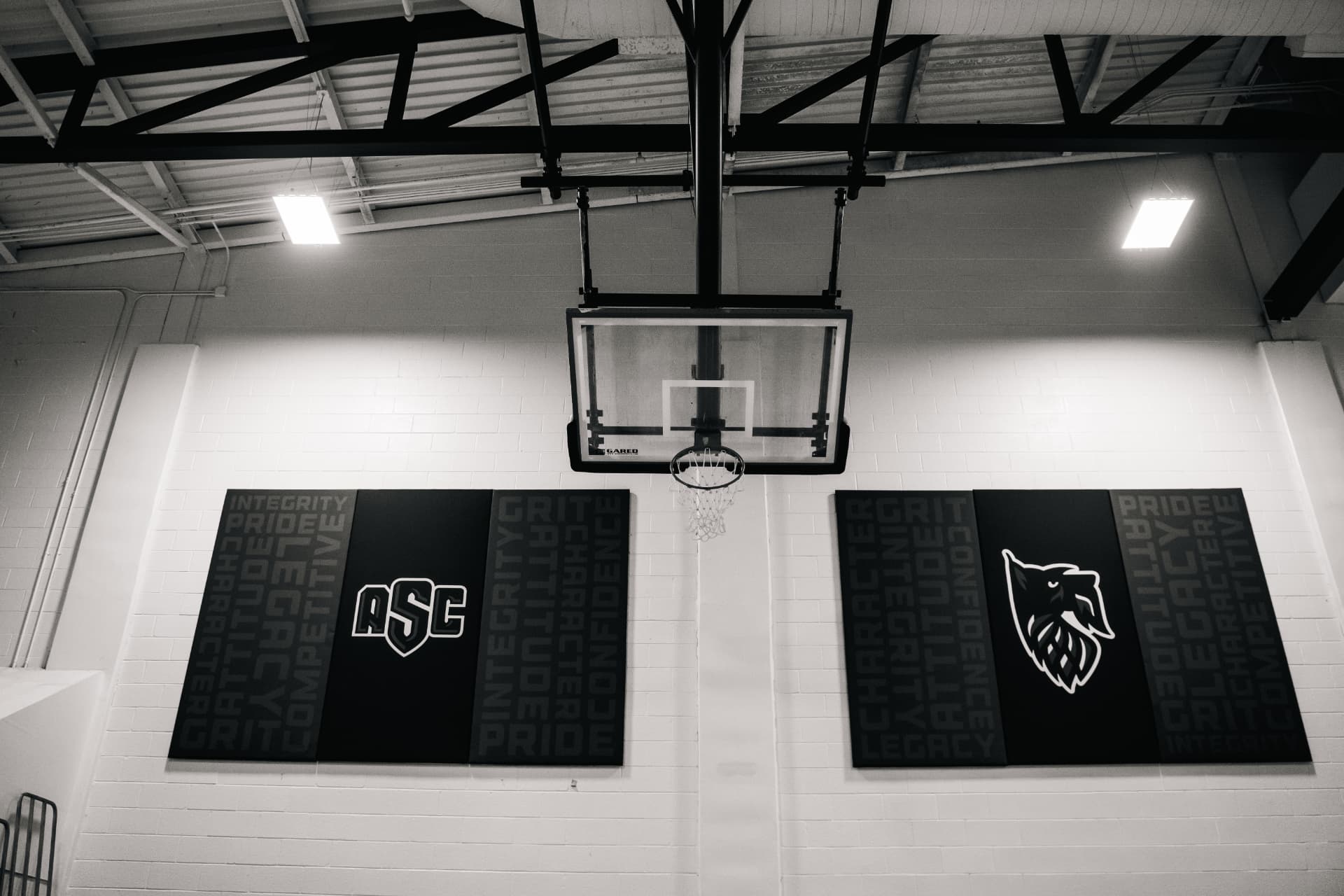 Gym hoop with team banners